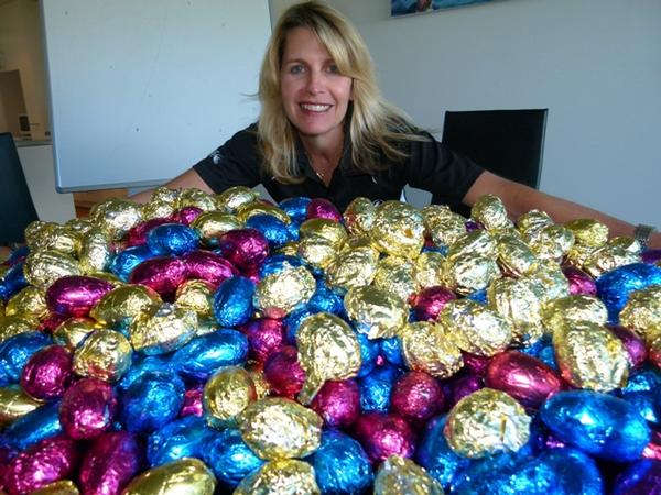 Black Cat Cruises Sales and Marketing Manager Alison Fleming with some of the Easter Eggs being given away this weekend